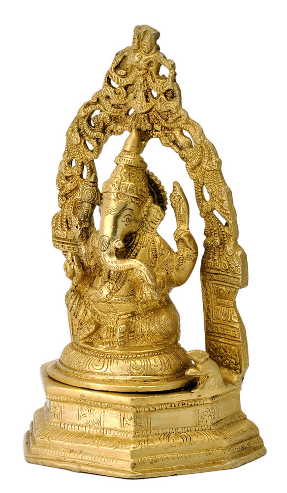 Seated God Vinayaka Brass Sculpture