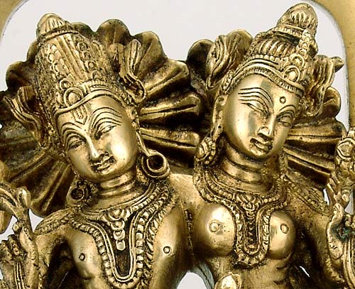 Vishnu Lakshmi seated on Mighty Garuda - Brass Statue