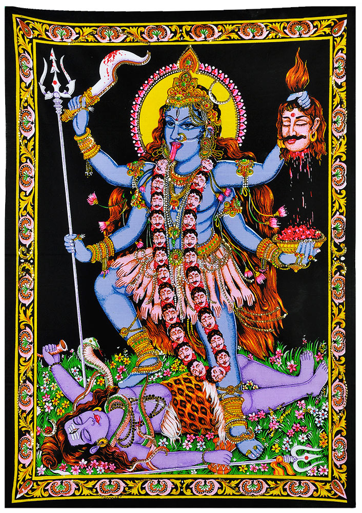 Goddess Kali Mata - Sequin Decorated Cloth Print