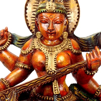 Maa Saraswati - Wood Sculpture