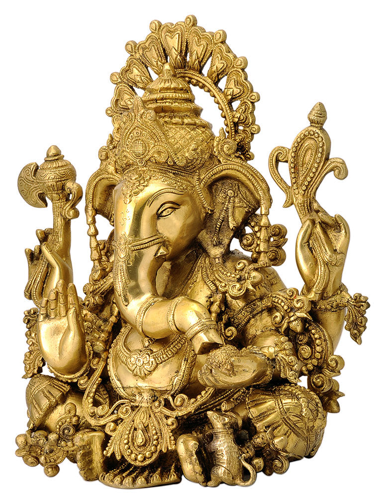 Brass Ganapati Maharaj Figurine 16.50"