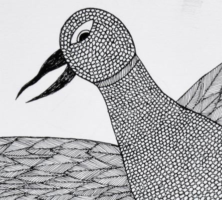 Eagle And Snake - Gond Painting