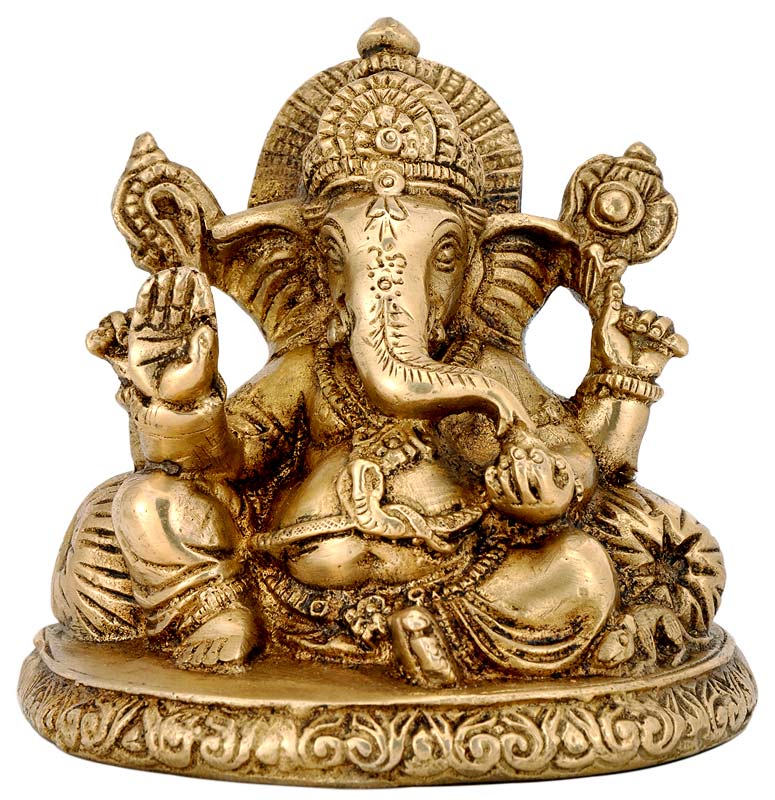 "Mangal Murti Lord Ganesha" Brass Sculpture 4"