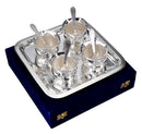 Silver Plated Dessert Bowl Cup Gift Set with Tray