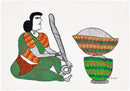 Woman Grinding Spices for Meal