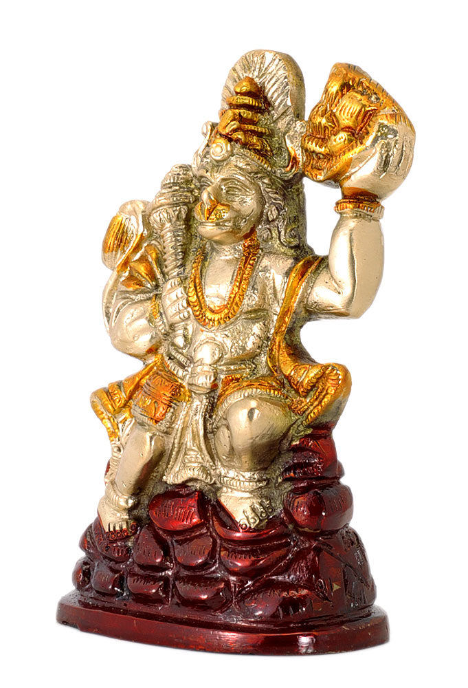 Lord Veer Hanuman Golden Finish Brass Statue