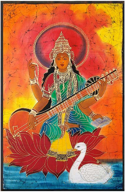 Goddess Saraswati - Batik Painting