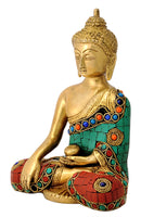 Turquoise Coral Ornate Buddha Sculpture