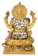 Maha Ganpati Seated on Lotus Throne 8"