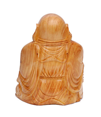 Laughing Buddha - Wooden Sculpture