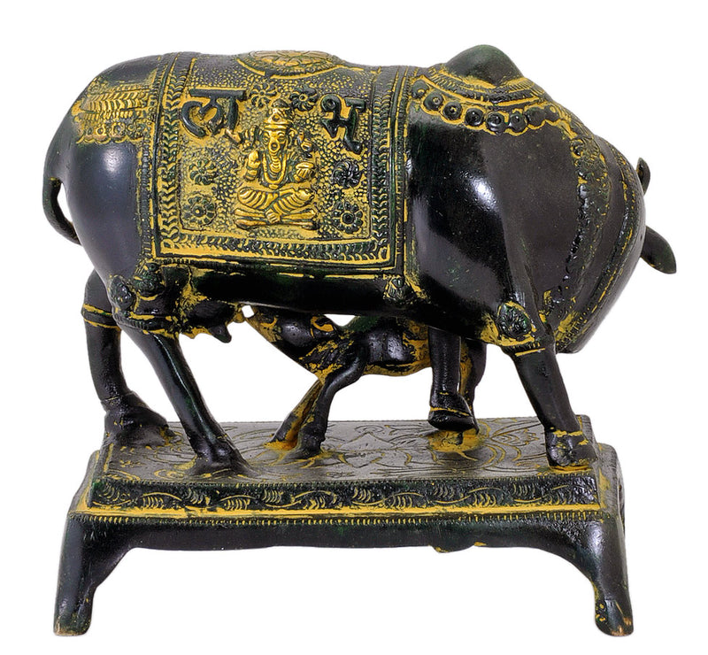 Brass Sculpture Cow and Her Calf 6.75"
