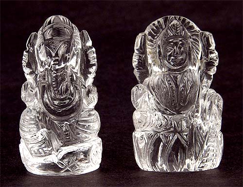 Lakshmi and Ganesha for Home Temple - Quartz Crystal Statues