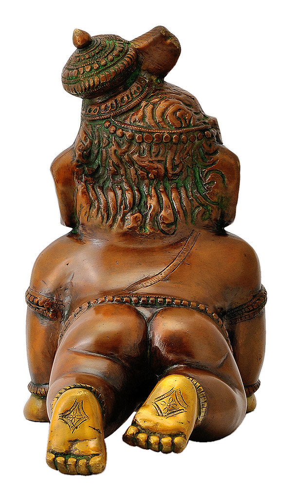 Crawling Baby Ganesha Rare Form Brass Sculpture