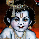 Bala Krishna with Sweet Ball - Batik Painting