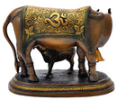 Beautiful Cow Feeding Her Calf Brass Statue