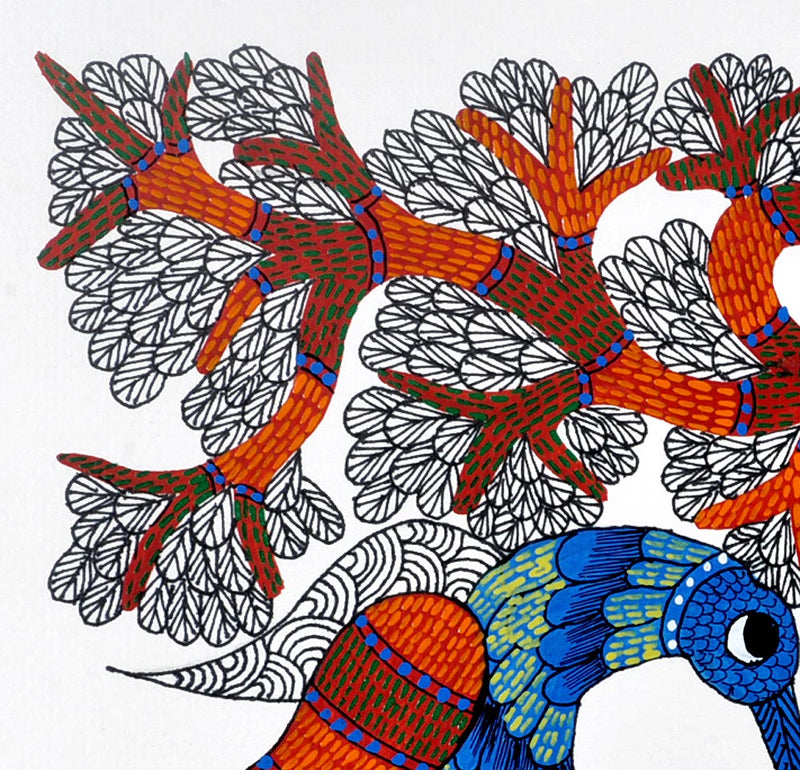 Bird Family - Gond Tribal Painting