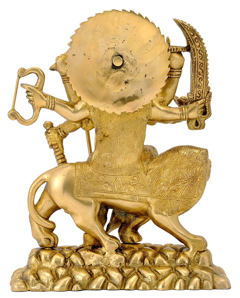 Eight Armed Goddess Durga Brass Figurine