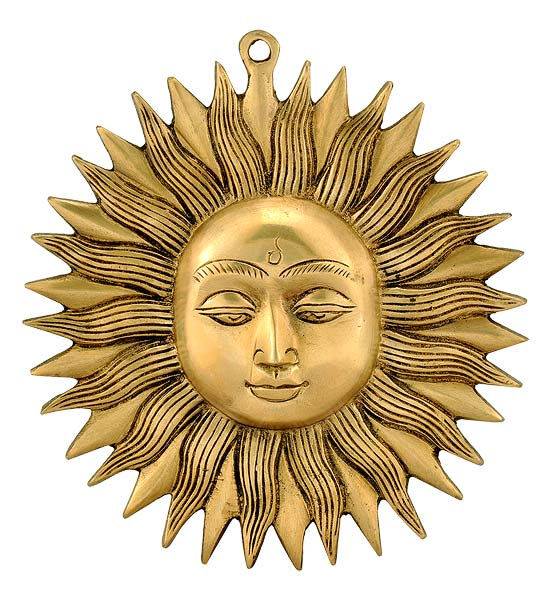 Sun God 'Surya' Brass Wall Plaque
