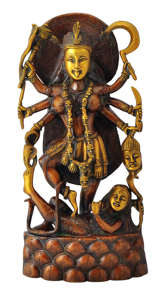 Goddess Kali Maa Brass Figure 14.50"