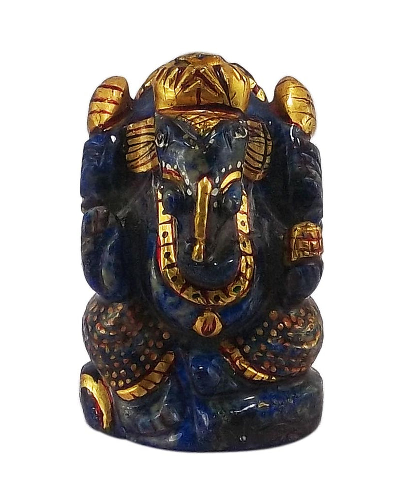 Lord Ganesha - Lapis Lazuli Stone Carving 1.75"