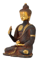 Lord Buddha - Antiquated Brass Sculpture 10.50"