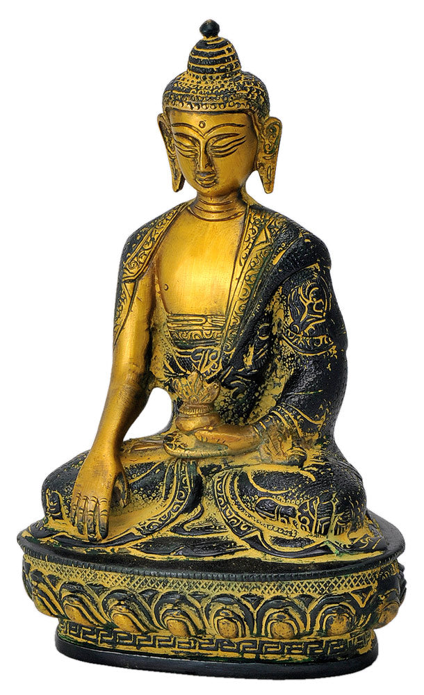 Antiquated Earth Touching Buddha Statue 8.25"