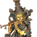 Krishna's Magical Melody - Brass Statue