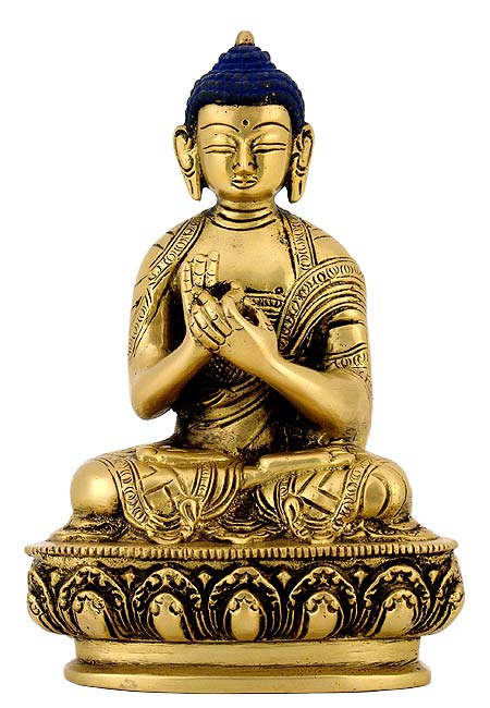 Buddha in Dharma Chakra Mudra - Brass Statue