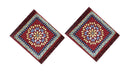 Puja Mat Set Polycotton ( 2 Piece)- 22"x24", Maroon