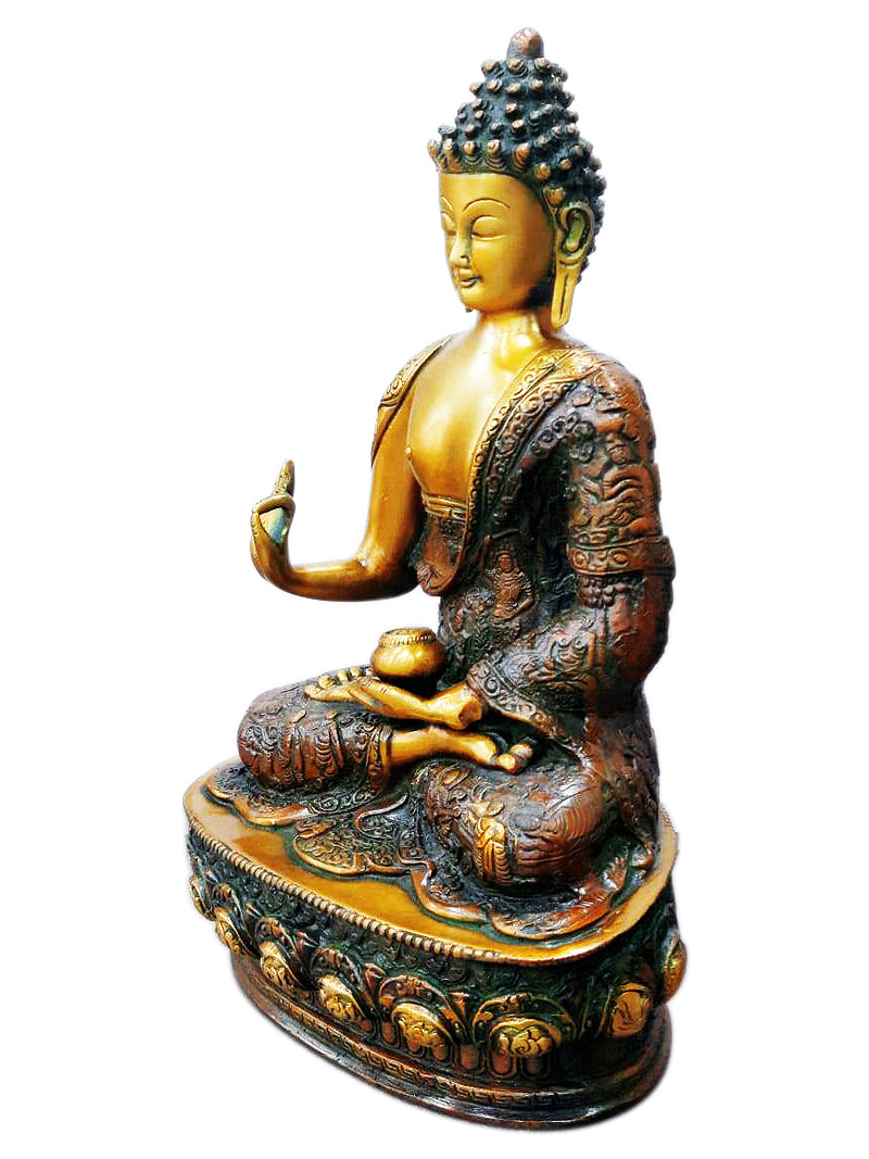 Blessing Posture Medicine Buddha Brass Sculpture