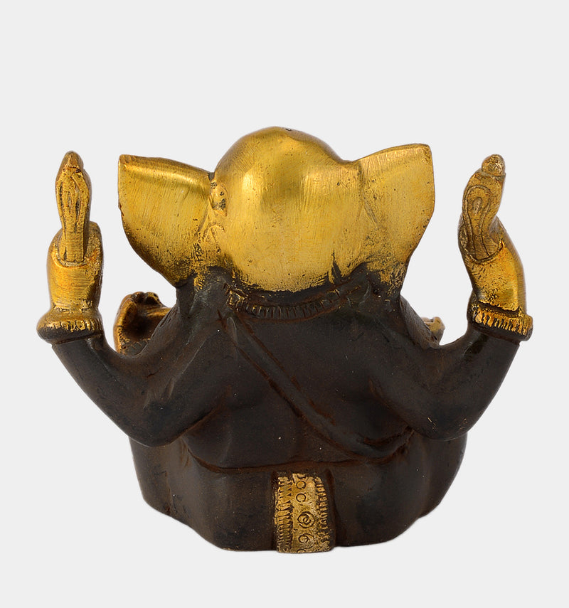 Lord Ganesha Write Mahabharata Brass Statue in Brown Finish