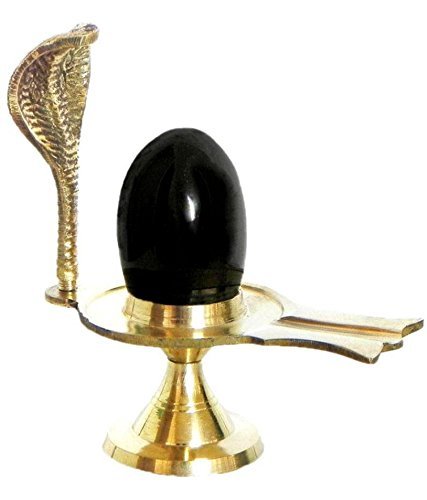 Black Shivling with Brass Trishul Jalahari Yoni, Plate, Kalash with Stand