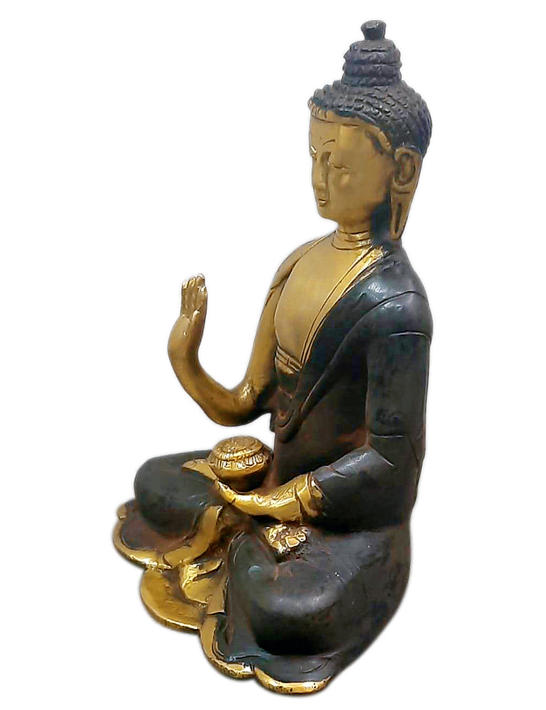 Vitarka Mudra Teaching Buddha Brass Sculpture (6 Inch)