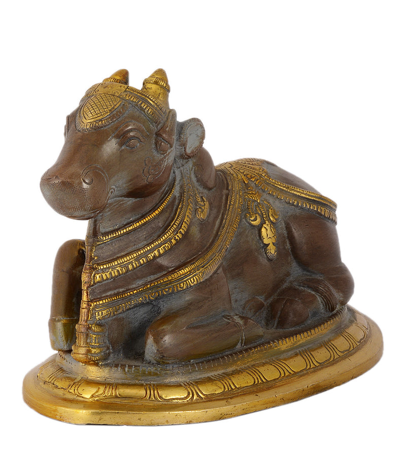 Antique Brown Finish "Nandi" The Carrier of Lord Shiva Brass Statue