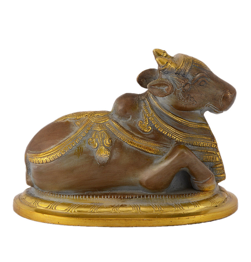 Antique Brown Finish "Nandi" The Carrier of Lord Shiva Brass Statue
