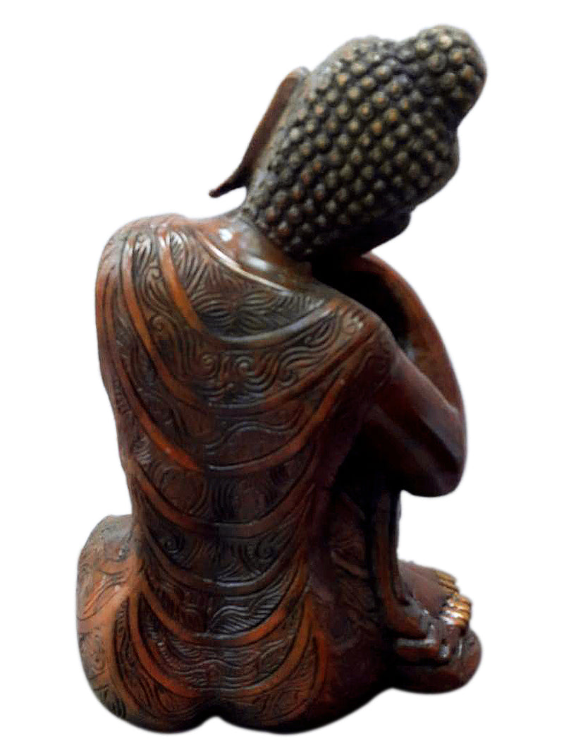 Handcrafted Lord Buddha Resting on Knee Brass Statue