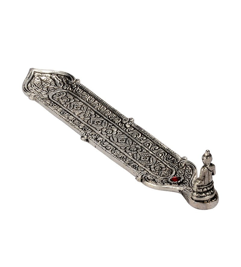 White Metal Incense Stick Holder Lord Buddha