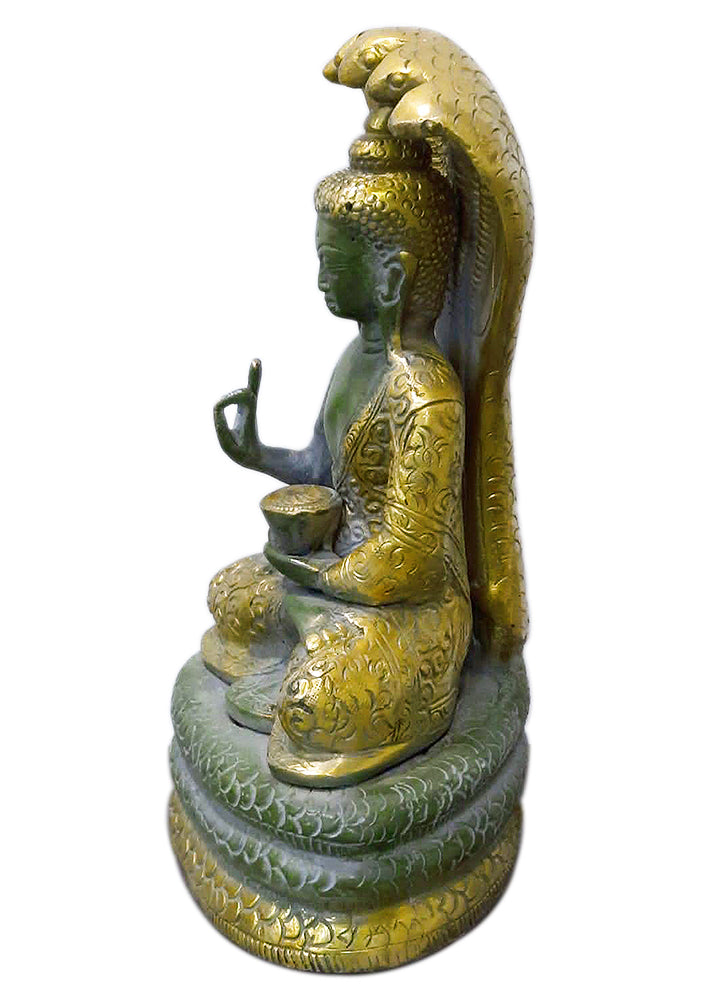 Sakyamuni Buddha Statue Seated on Snake (7.25 Inch)