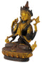 Avalokiteśvara Seated on Lotus Throne Antique Finish Brass Statue 8" Tall Figurine Sculpture