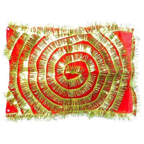 Chunni with Golden Emdroidery and Lace to Used for Various Hindu Puja