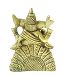 Ganesha Seated on Throne Small Brass Statue
