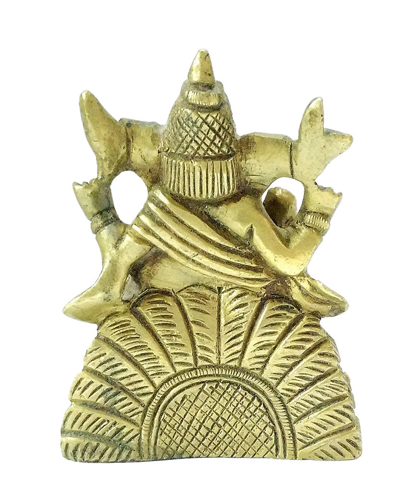 Ganesha Seated on Throne Small Brass Statue