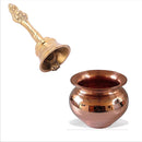 Handmade Copper Kalash with Brass Bell Combo