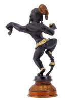 Dancing Lord Krishna with Makhan Ball Antique Coated Brass Statue