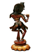 Fluteing Krishna in Dancing Posture Brass Sculpture