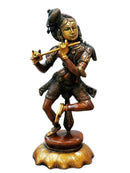 Fluteing Krishna in Dancing Posture Brass Sculpture