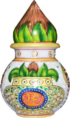 Decorative Marble Shub Labh Kalash with Meenakari Work
