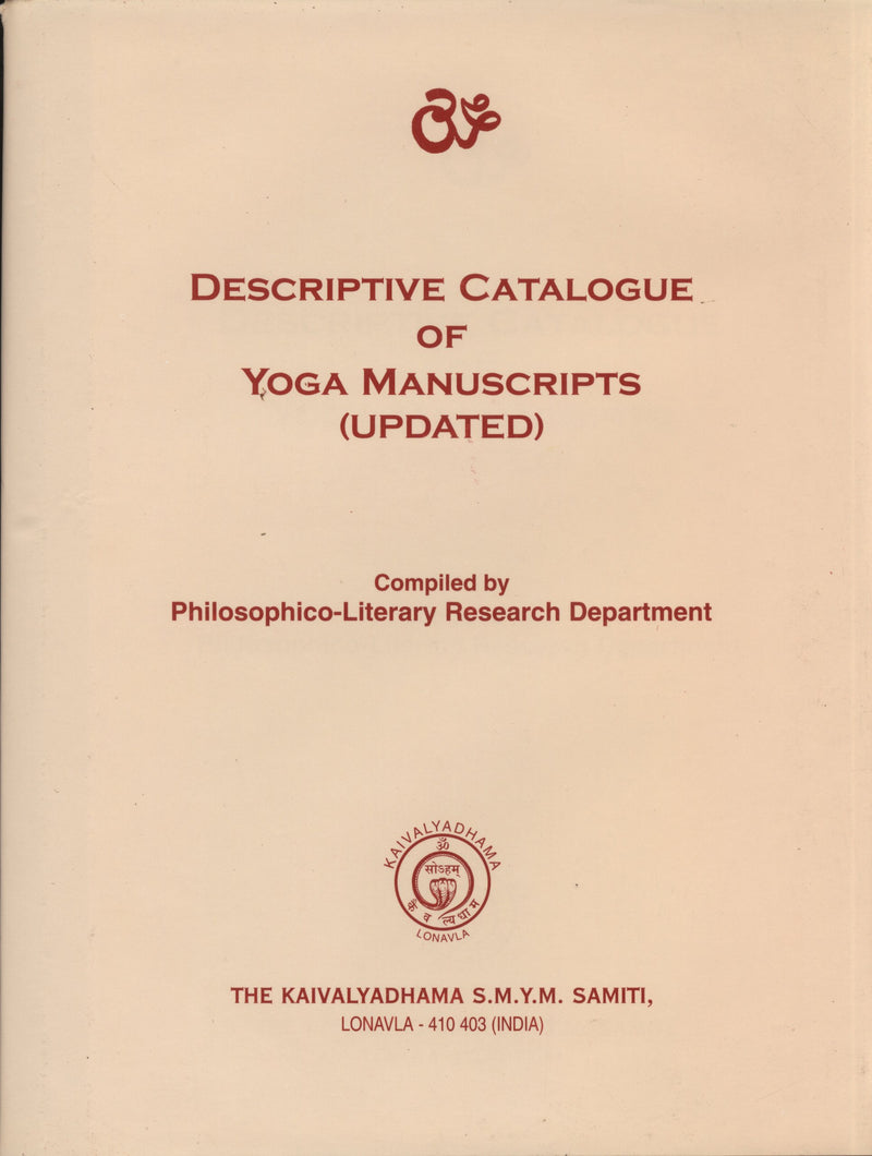 Descriptive Catalogue of Yoga Manuscripts