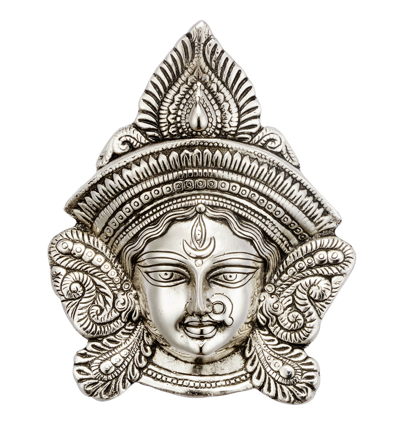 Goddess Durga White Metal Mask - Big