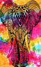 Colorful Tie Dye Elephant Cotton Tapestry Wall Hanging